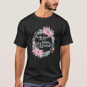 Floral 101 Years Old Bday Present Men Women 101st T-Shirt