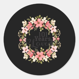 Floral 101St 101 Years Loved Mum Grandma Classic Round Sticker