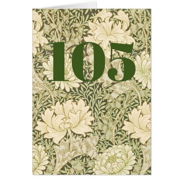 Floral 105th Birthday Folded Greeting Card (Front)