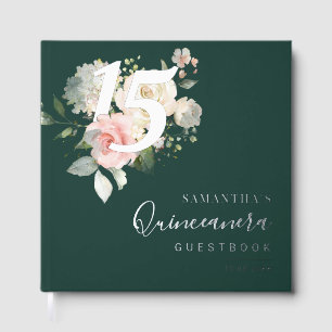 Floral 15th Birthday Quinceanera Party Guest Book