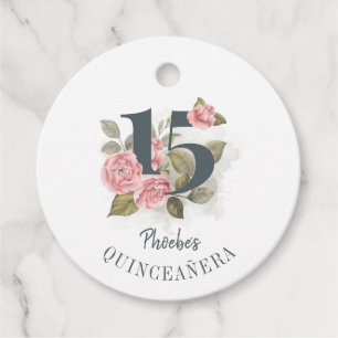 Floral 15th Birthday Quinceanera Rustic Favour Tags
