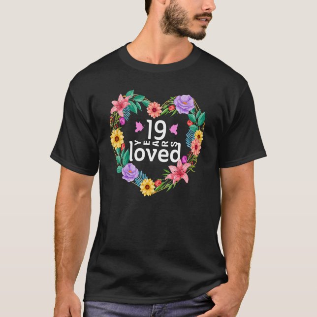 Floral 19 Years Old Wedding Anniversary T-Shirt (Front)
