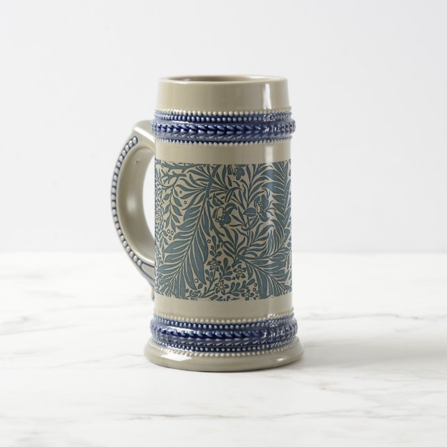 Floral 19th Century Pattern Blue on White Backgrou Beer Stein (Front Left)
