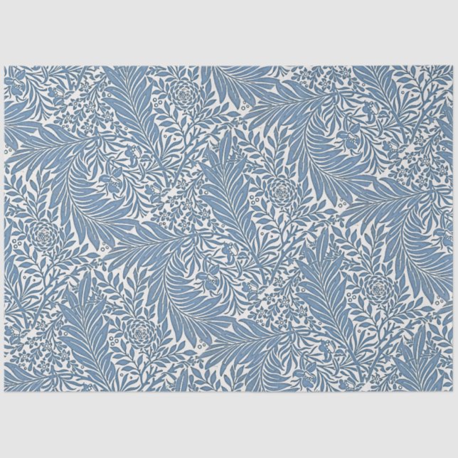 Floral 19th Century Pattern Blue on White Backgrou Tissue Paper (Front)