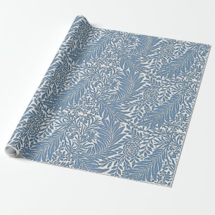 Floral 19th Century Pattern Blue on White Backgrou Wrapping Paper