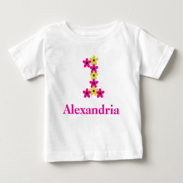Floral 1st Birthday Baby T-Shirt (Front)