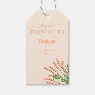 Floral 1st birthday card gift tags