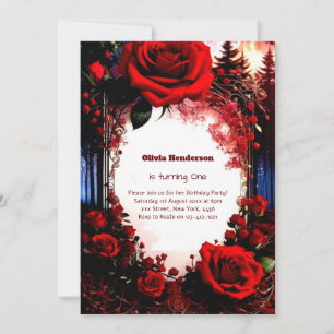 Floral 1st Birthday Invitation