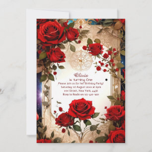 Floral 1st Birthday Invitation