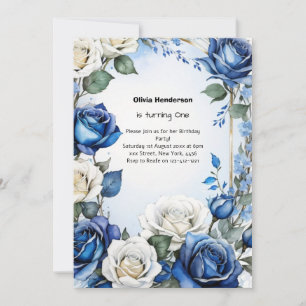 Floral 1st Birthday Invitation