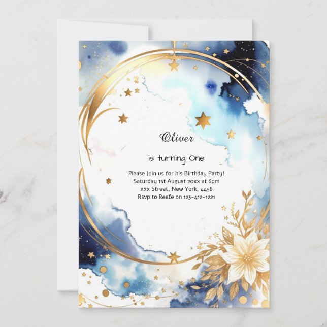 Floral 1st Birthday Invitation (Front)