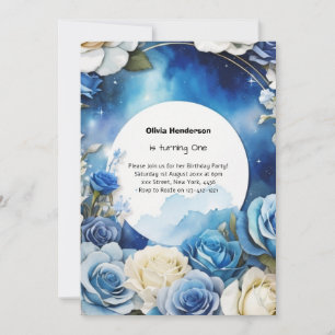 Floral 1st Birthday Invitation