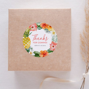 Floral 1st Luau Birthday Classic Round Sticker