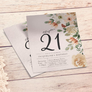 Floral 21st Birthday Budget Invitation Flyer