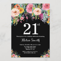 Floral 21st Birthday Invitation