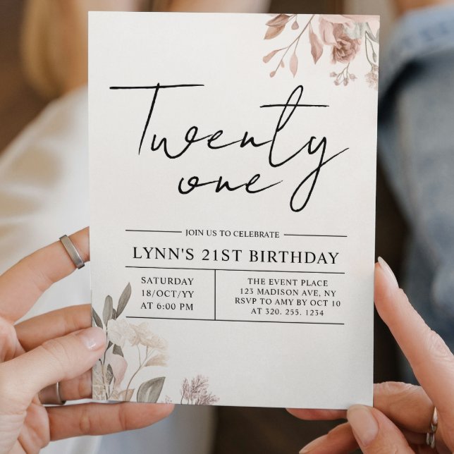 Floral 21st Birthday party  Invitation (Creator Uploaded)