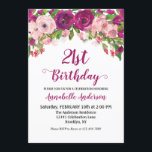 Floral 21st Birthday Purple Pink Modern Watercolor Invitation<br><div class="desc">Chic Floral Purple Pink Watercolor 21st Birthday Invitation 
The design features watercolor magenta purple,  blush pink and orange flowers.</div>