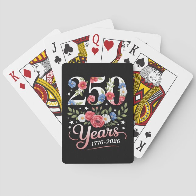 Floral 250th Anniversary 1776 2026 Playing Cards (Back)