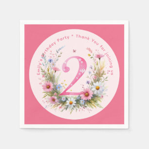 Floral 2nd Birthday Custom Two Fairy Princess Napkin