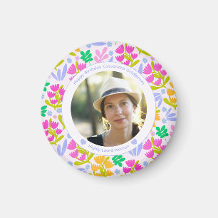 Floral 30th 40th birthday love quote photo heart magnet