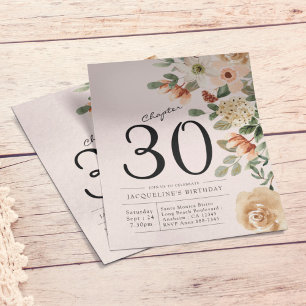 Floral 30th Birthday Budget Invitation Flyer