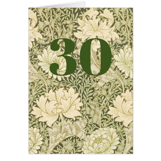 Floral 30th Birthday Folded Greeting Card (Front)