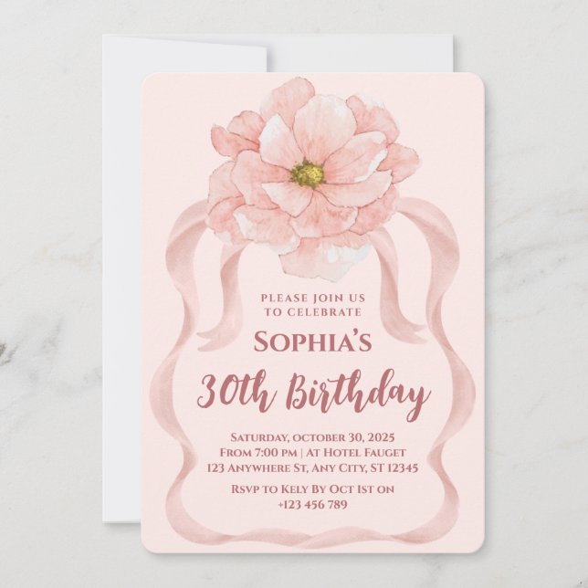Floral 30th Birthday Invitation (Front)