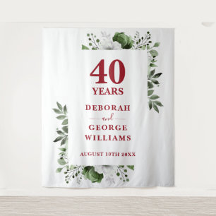 Floral 40th Anniversary Photo Booth Backdrop Tapestry