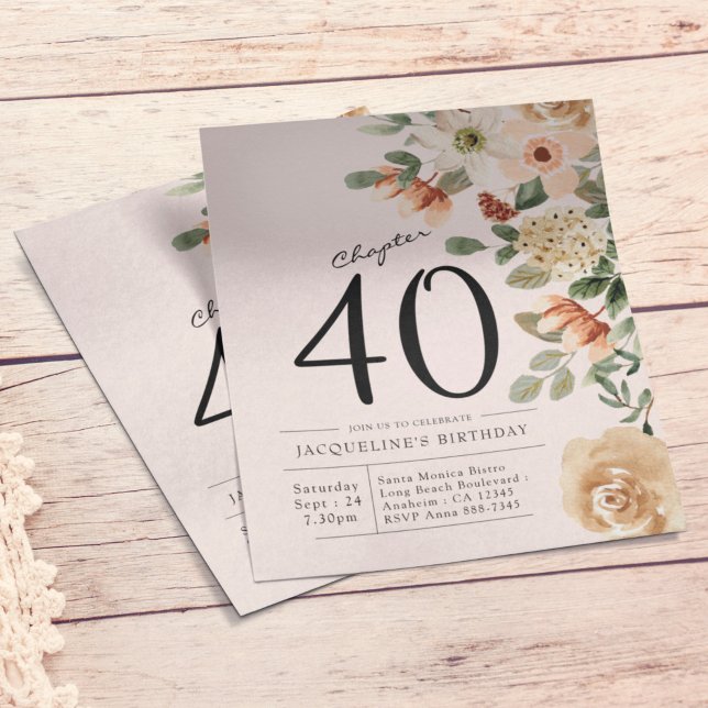 Floral 40th Birthday Budget Invitation Flyer (Creator Uploaded)