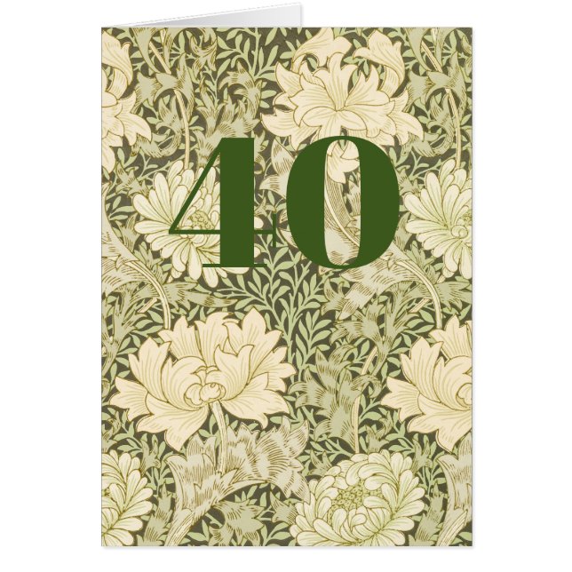 Floral 40th Birthday Folded Greeting Card (Front)