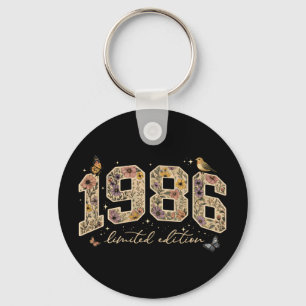 Floral 40th Birthday Limited Edition 1986 Key Ring
