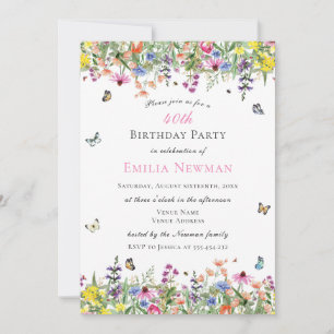 Floral 40th Birthday Party Invitation