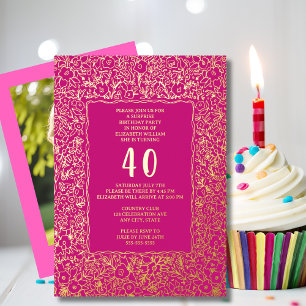 Floral 40th Surprise Birthday Template Pink Unique