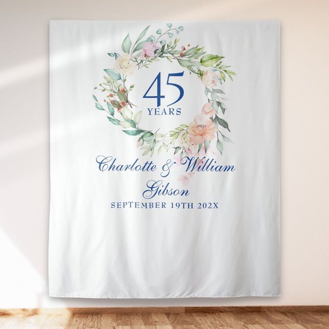Floral 45th 65th Anniversary Photo Booth Backdrop Tapestry (Floral 45th 65th Anniversary Photo Booth Backdrop)