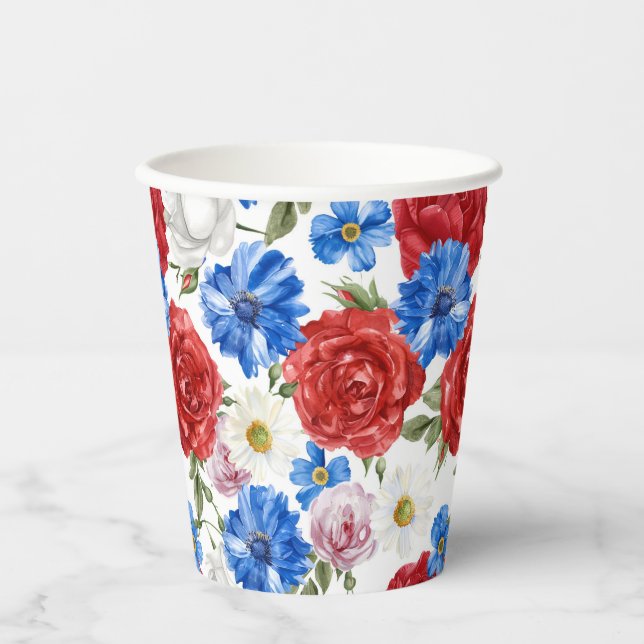 Floral 4th July Paper Cups (Front)