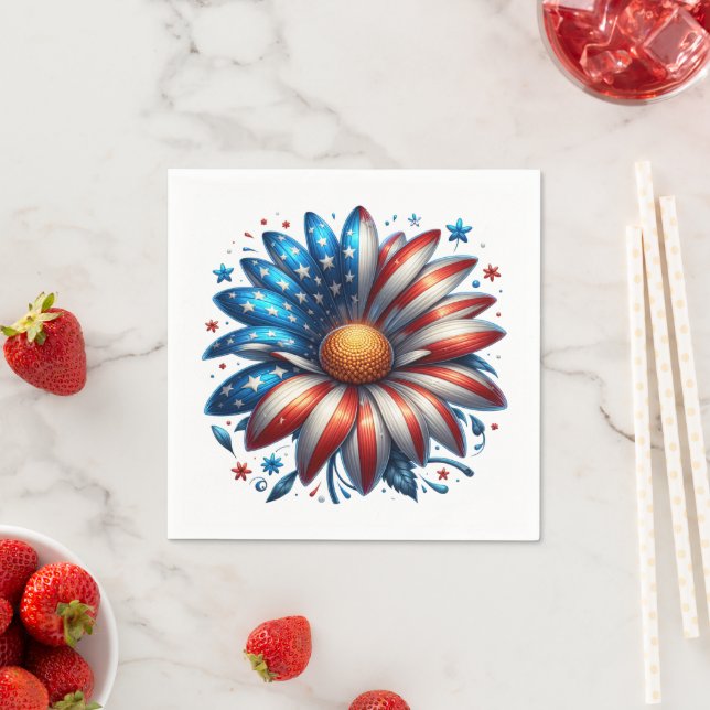 Floral 4th of July Napkin (Insitu)