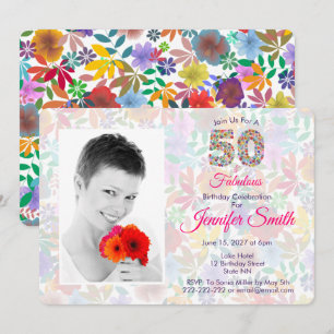 Floral 50 and Fabulous 50th Birthday Celebration  Invitation