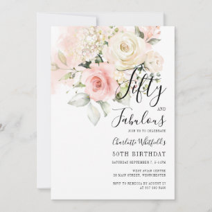 Floral 50 and Fabulous 50th Birthday Party Invitation