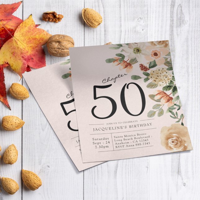 Floral 50th Birthday Budget Invitation Flyer (Creator Uploaded)