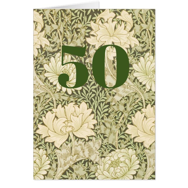 Floral 50th Birthday Folded Greeting Card (Front)