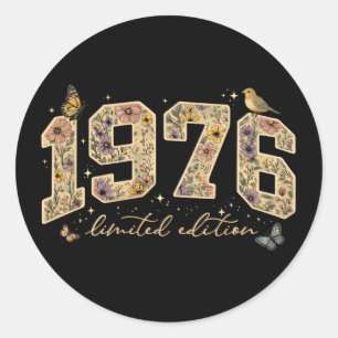Floral 50th Birthday Limited Edition 1976 Classic Round Sticker