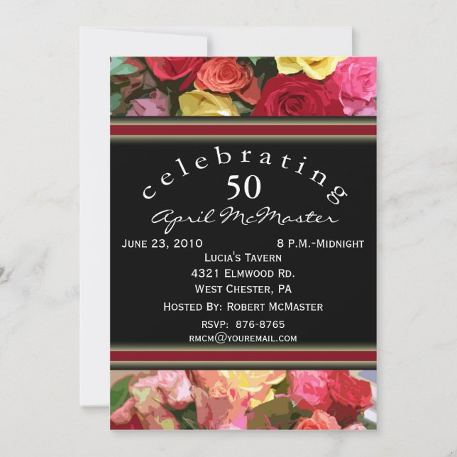 Floral 50th Birthday Party Invitation (Front)