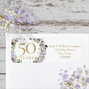 Floral 50th Wedding Anniversary Return Address