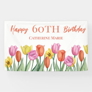 Floral 60th Birthday  Banner