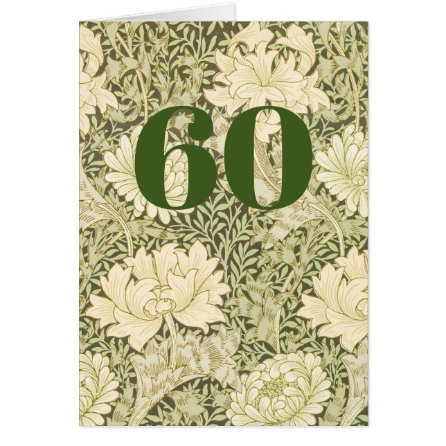 Floral 60th Birthday Folded Greeting Card (Front)