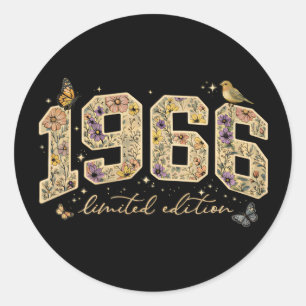 Floral 60th Birthday Limited Edition 1966 Classic Round Sticker