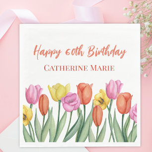 Floral 60th Birthday Napkin