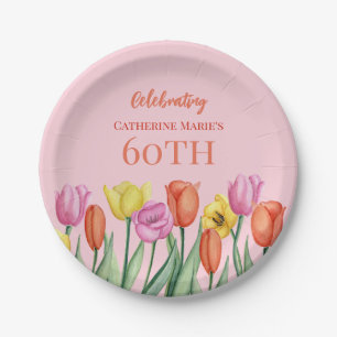 Floral 60th Birthday  Paper Plate