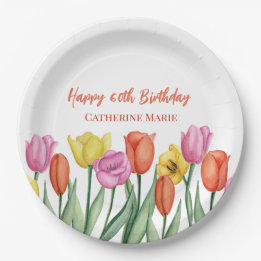 Floral 60th Birthday  Paper Plate