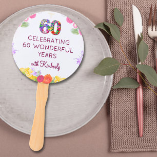Floral 60th birthday party favours 60 custom Fans